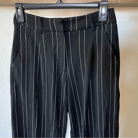 I.AM.GIA. | Black Pinstripe High Waist, Wide Leg Cropped Trouser Pants••Academia - Picture 5 of 16